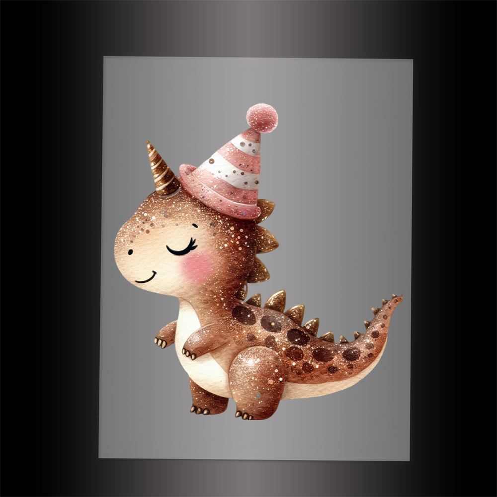 (DTF-GLIT874) GLITTER DINOSAUR - Garment Transfer
