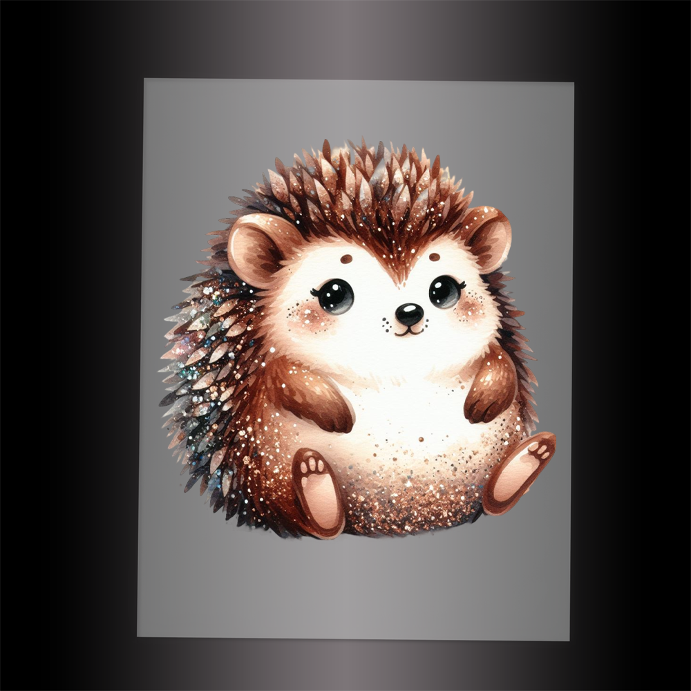 (DTF-GLIT915) GLITTER HEDGEHOG - Garment Transfer