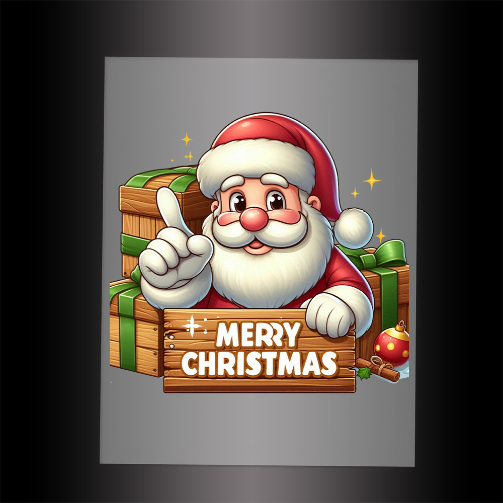 (DTF-SAN192) MERRY CHRISTMA SANTA SIGN- Garment Transfer