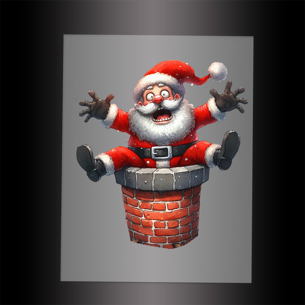 (DTF-SAN198) CHIMNEY SANTA - Garment Transfer
