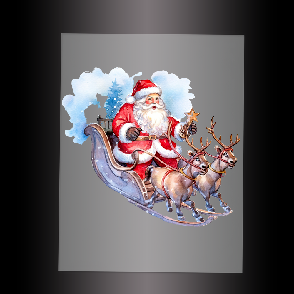 (DTF-SAN200) SANTA'S REINDEER SLEIGH - Garment Transfer