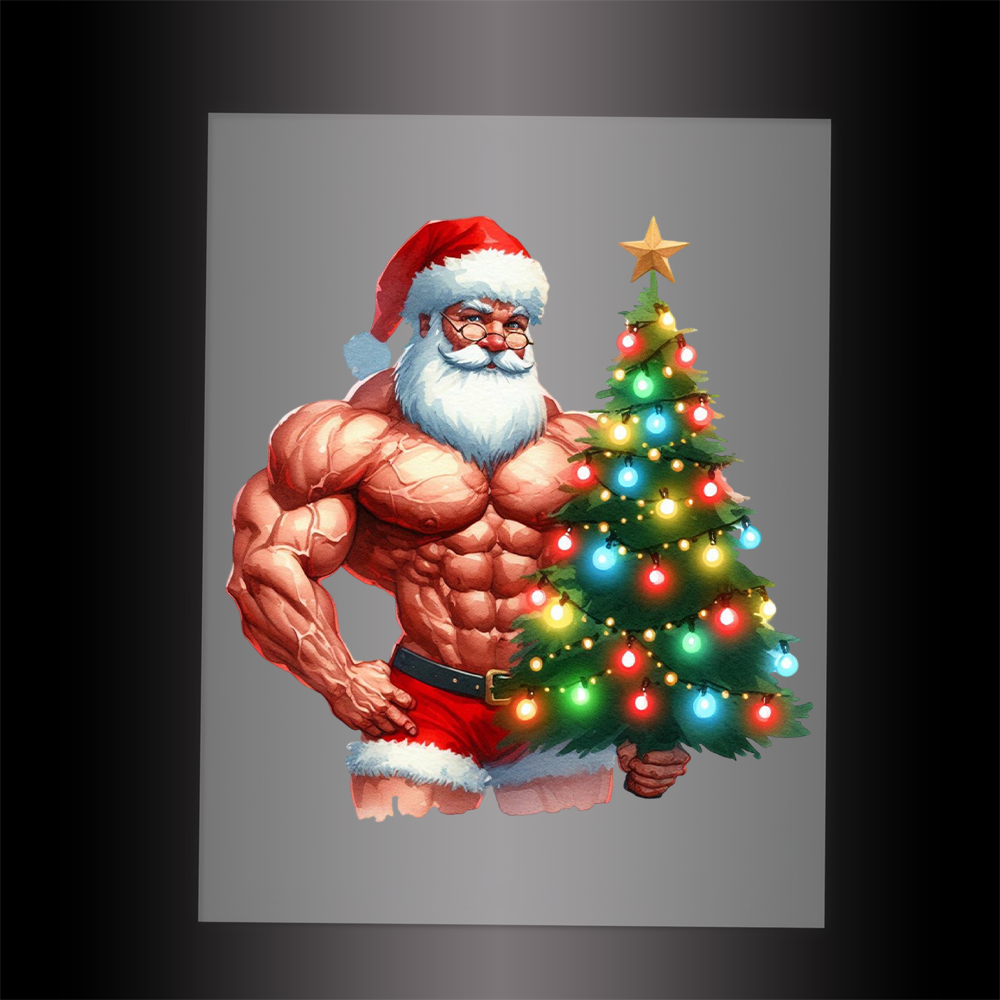 (DTF-SAN252) MUSCLE SANTA - Garment Transfer