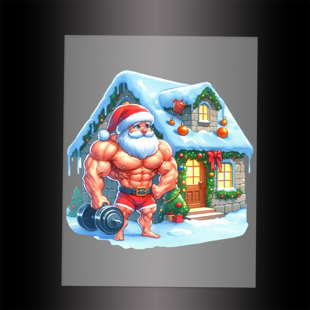 (DTF-SAN253) MUSCLE SANTA - Garment Transfer