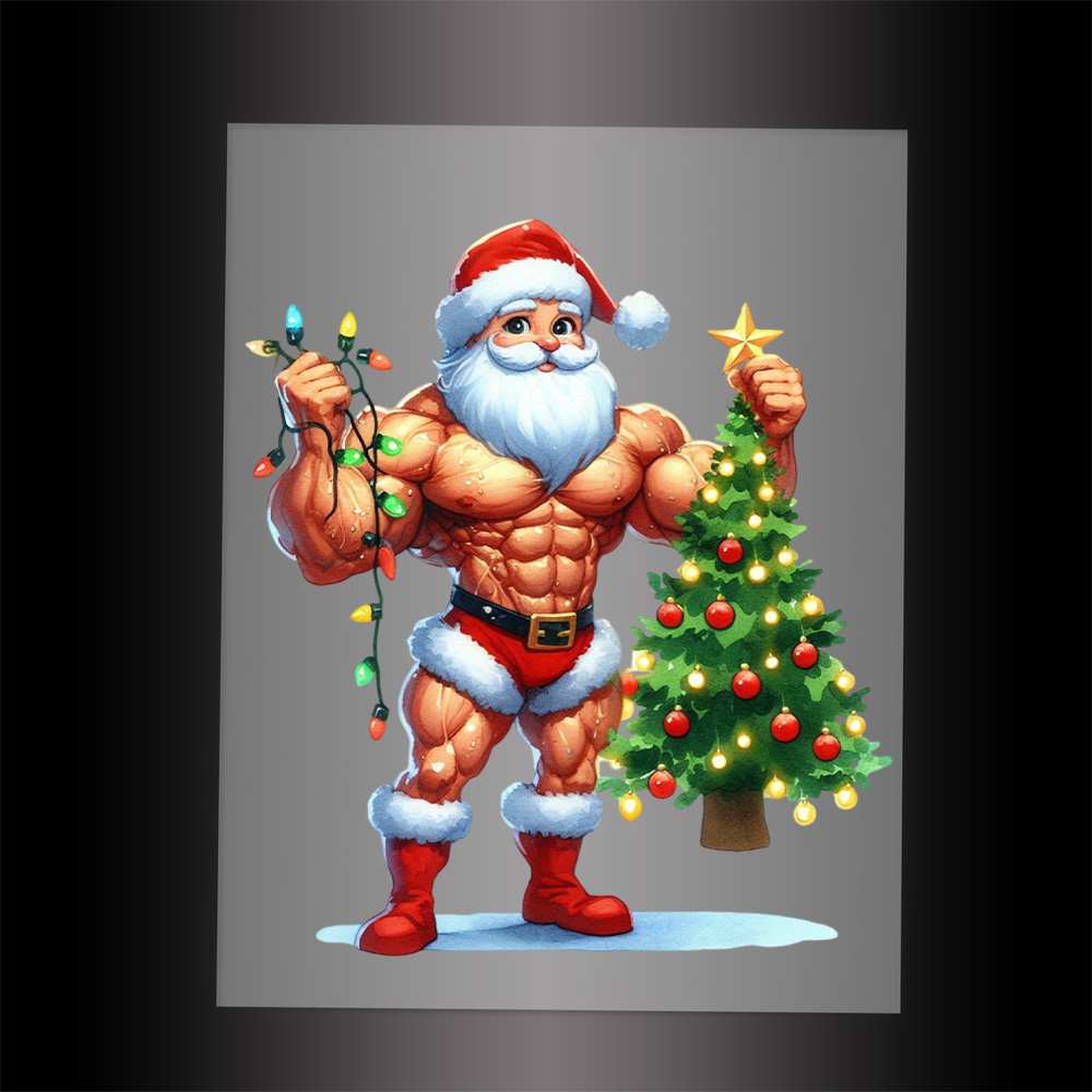 (DTF-SAN255) MUSCLE SANTA - Garment Transfer