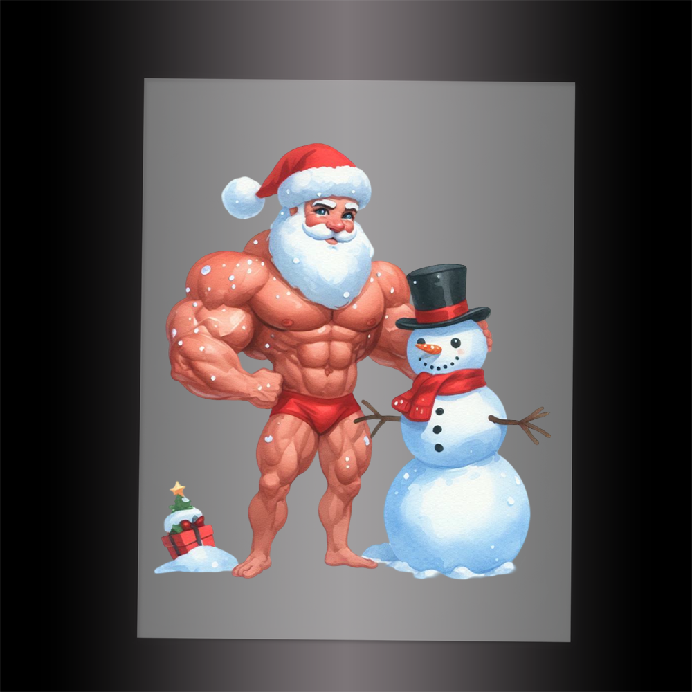 (DTF-SAN262) MUSCLE SANTA - Garment Transfer