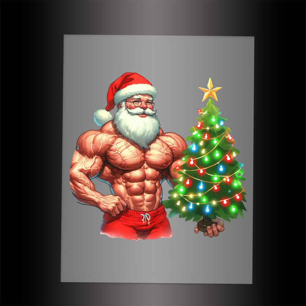(DTF-SAN265) MUSCLE SANTA - Garment Transfer