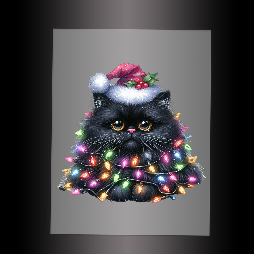 (DTF-XA213) CHRISTMAS KITTEN LIGHTS - Garment Transfer