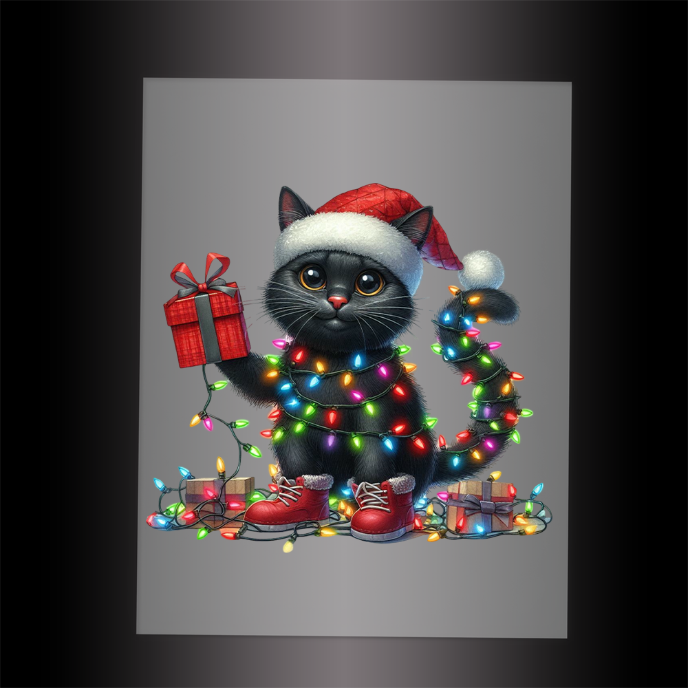 (DTF-XA245) CHRISTMAS KITTEN LIGHTS - Garment Transfer