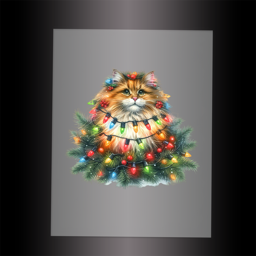 (DTF-XA289) CHRISTMAS KITTEN LIGHTS - Garment Transfer