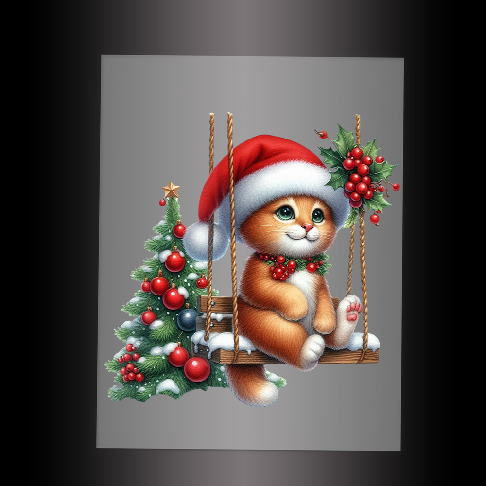 (DTF-XA329) CHRISTMAS KITTEN - Garment Transfer