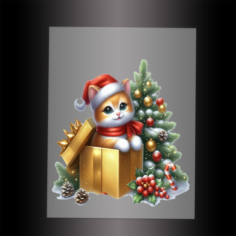 (DTF-XA335) CHRISTMAS KITTEN - Garment Transfer