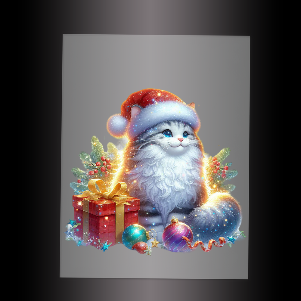(DTF-XA345) CHRISTMAS KITTEN - Garment Transfer