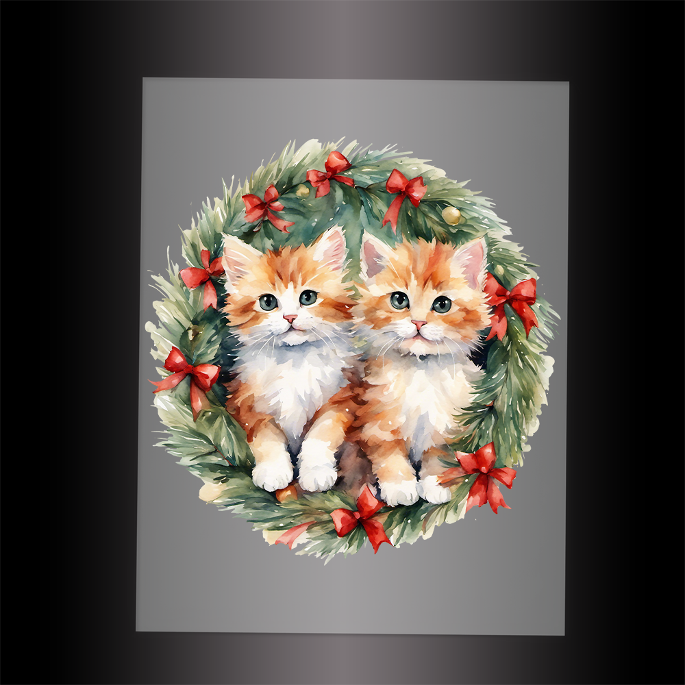 (DTF-XA355) CHRISTMAS KITTEN - Garment Transfer