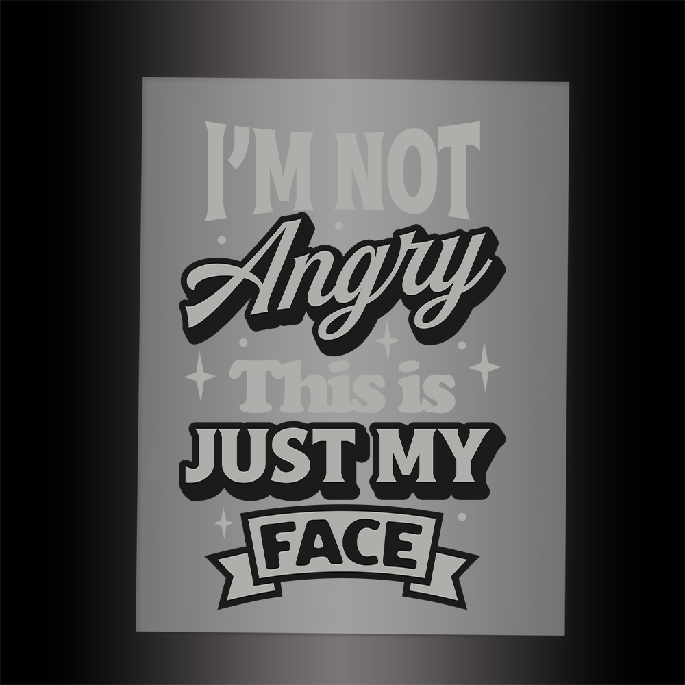 (DTF-034) I'M NOT ANGRY THIS IS JUST MY FACE - Garment Transfer