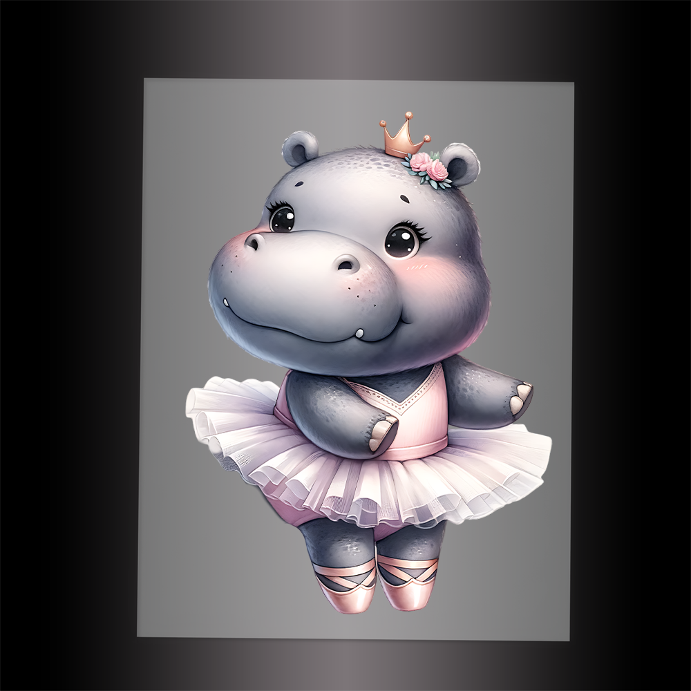 (DTF-10127) BALLERINA HIPPO - Garment Transfer