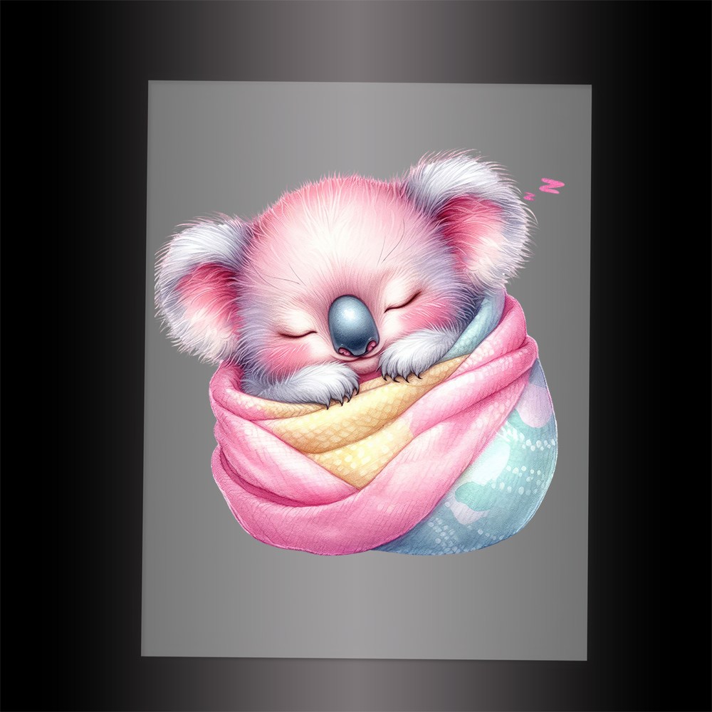 (DTF-1020) SLEEPING KOALA PINK - Garment Transfer