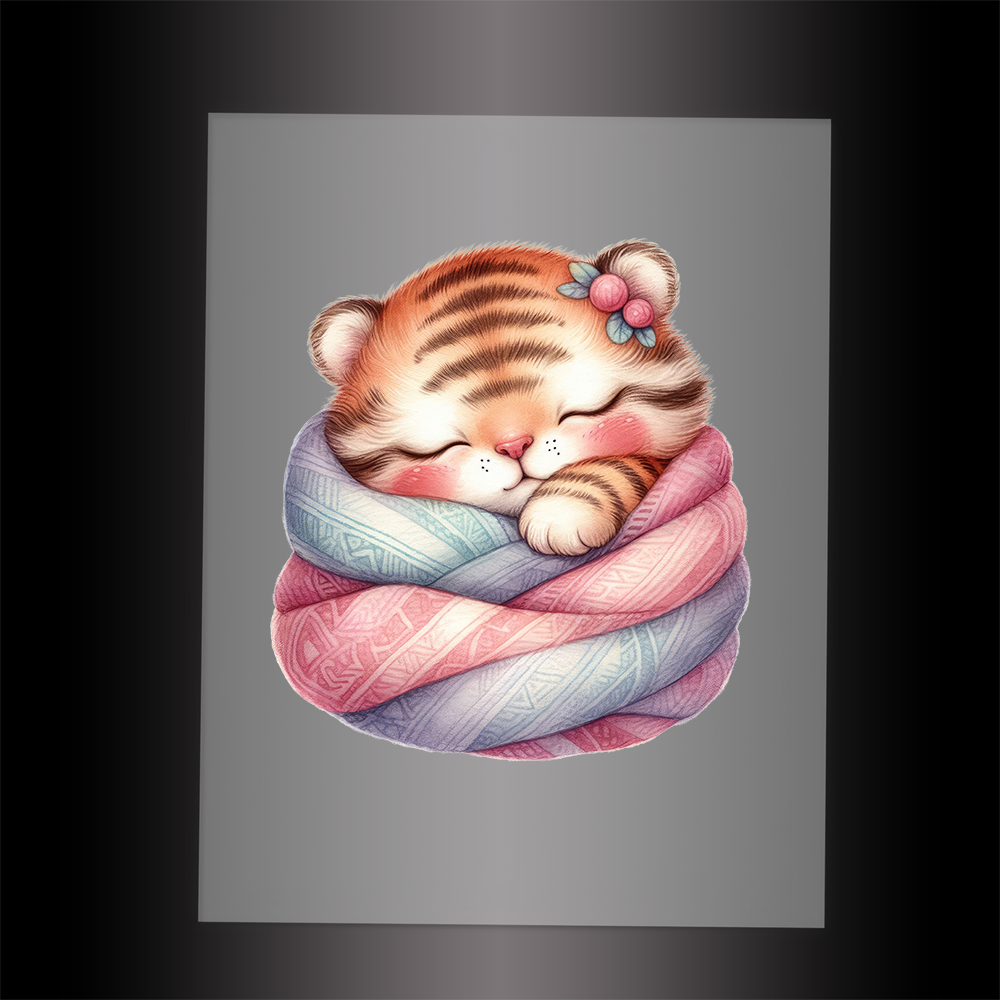 (DTF-1021) SLEEPING TIGER PINK - Garment Transfer