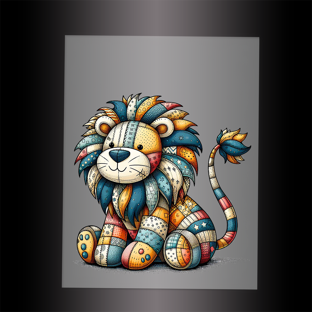 (DTF-1104) PATCHWORK LION - Garment Transfer