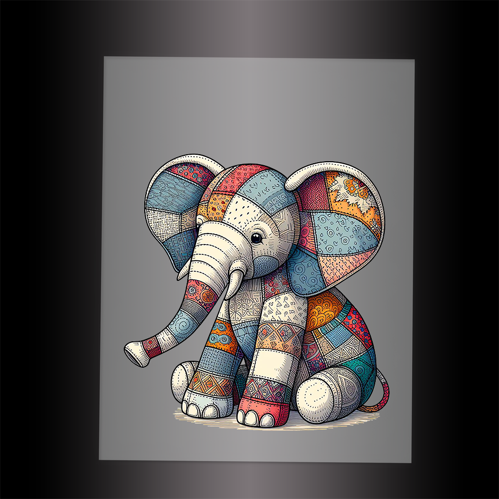 (DTF-1105) PATCHWORK ELEPHANT - Garment Transfer