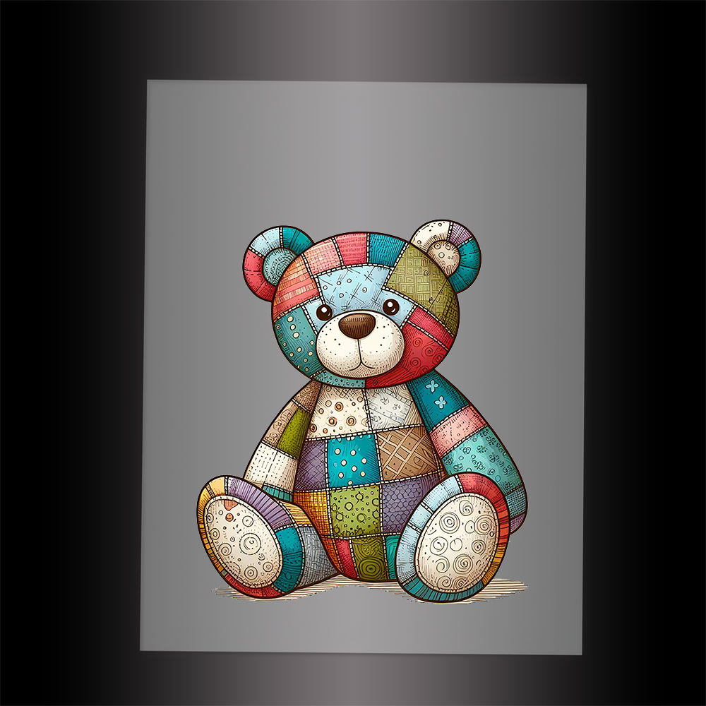 (DTF-1106) PATCHWORK TEDDY - Garment Transfer