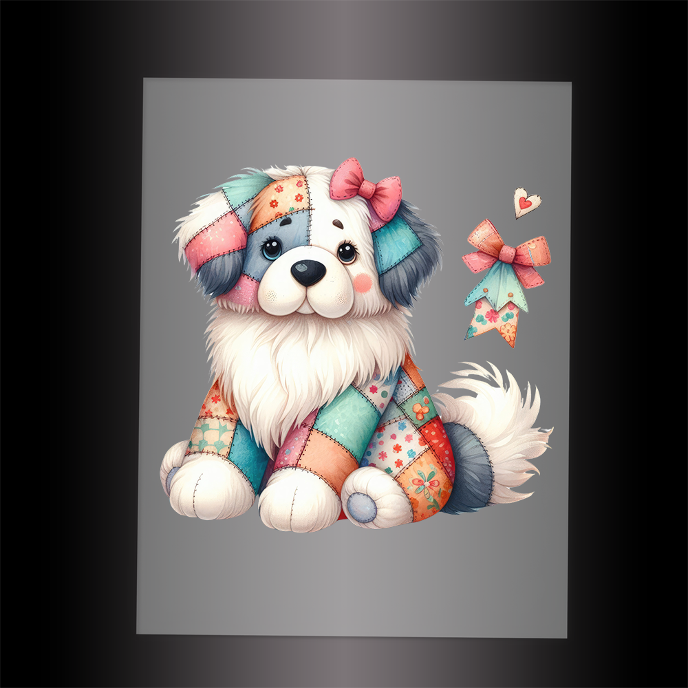 (DTF-1114) PATCHWORK DOG 2 - Garment Transfer