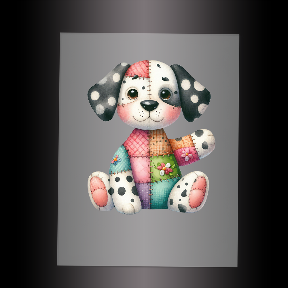 (DTF-1121) PATCHWORK DOG 9 - Garment Transfer