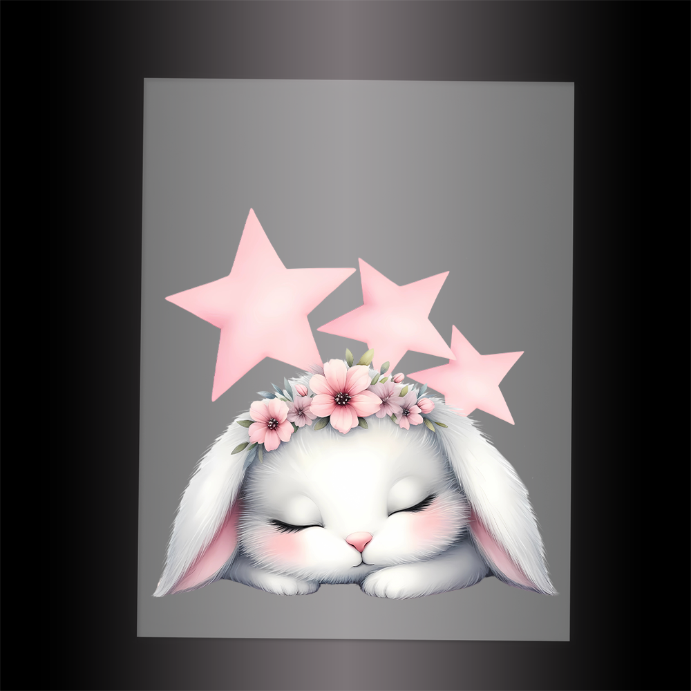 (DTF-1124) SLEEPING BUNNY PINK 1 - Garment Transfer