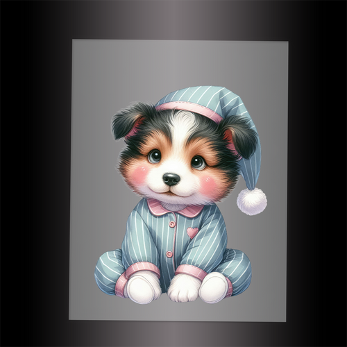 (DTF-1191) BABY SLEEPY DOGS 10 - Garment Transfer