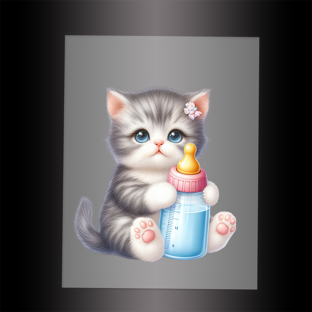 (DTF-1227) BABY BOTTLE KITTEN 1 - Garment Transfer