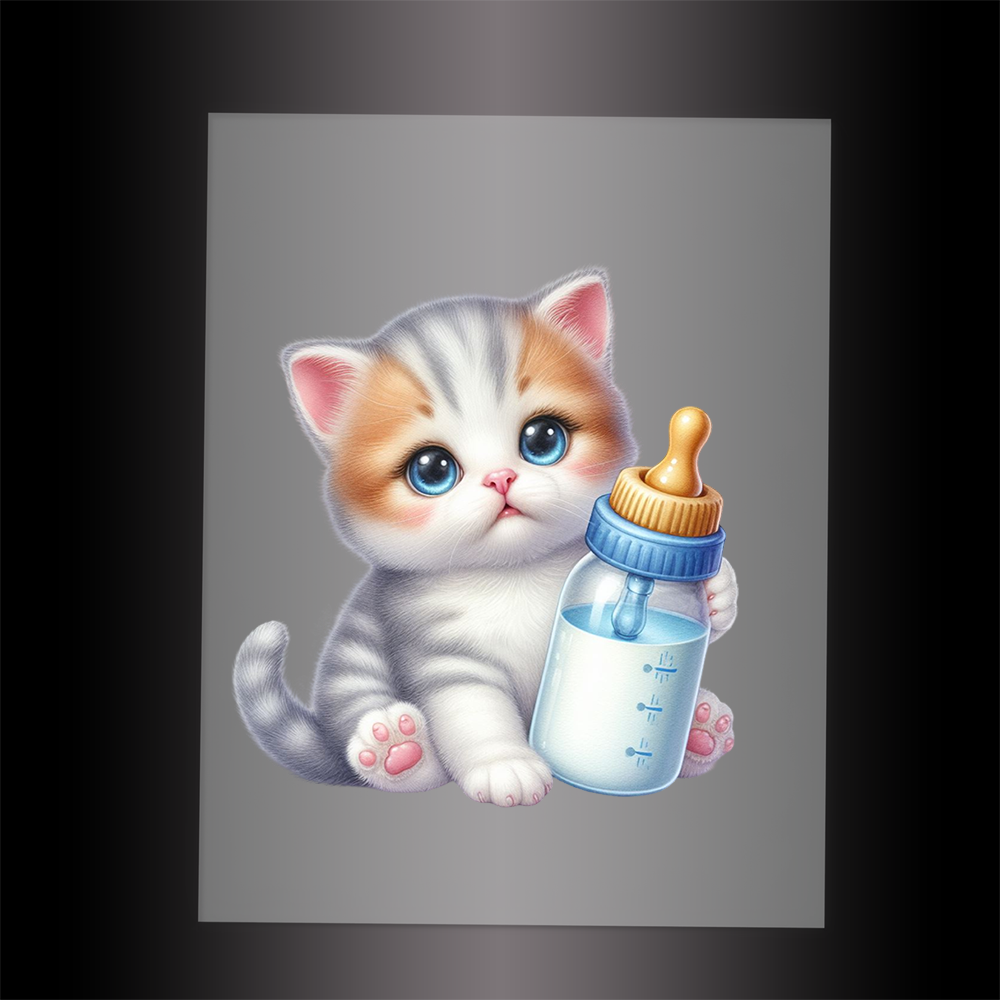 (DTF-1234) BABY BOTTLE KITTEN 8 - Garment Transfer