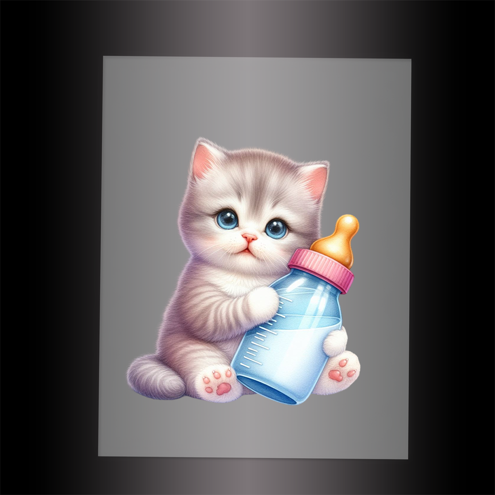 (DTF-1243) BABY BOTTLE KITTEN 17 - Garment Transfer