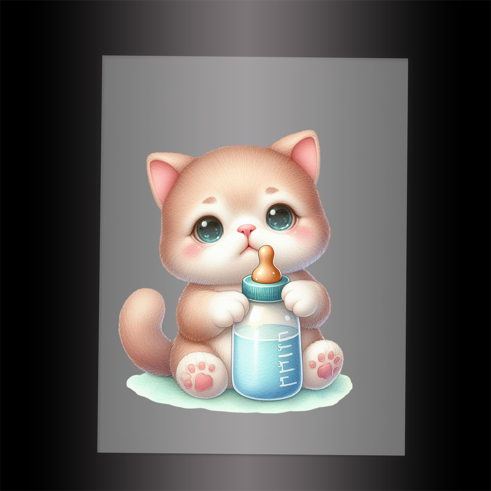 (DTF-1244) BABY BOTTLE KITTEN 18 - Garment Transfer