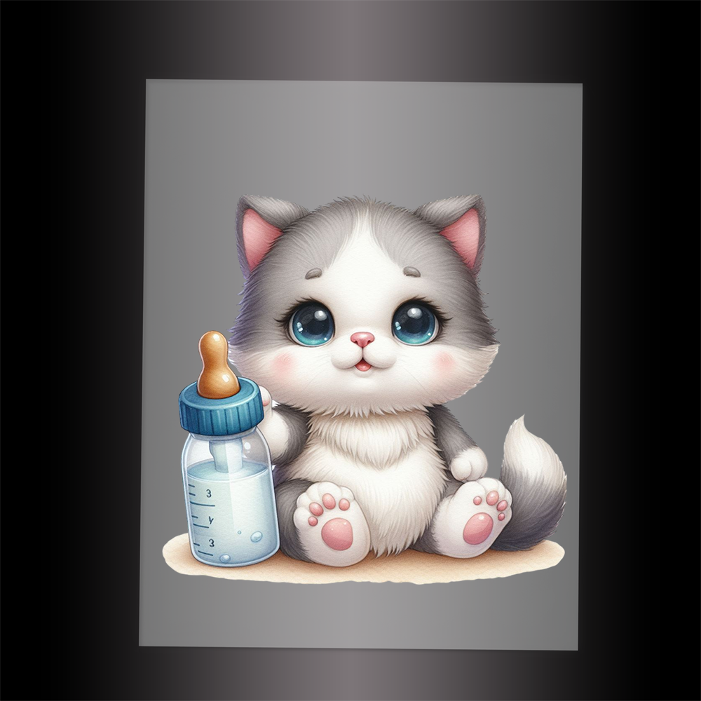 (DTF-1248) BABY BOTTLE KITTEN 22 - Garment Transfer