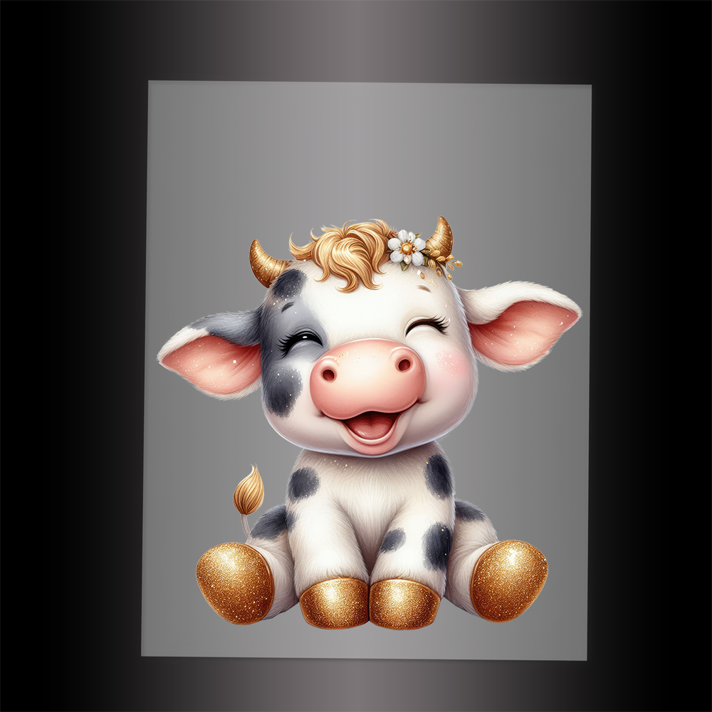 (DTF-1275) BABY GOLD SPARKLE COW - Garment Transfer