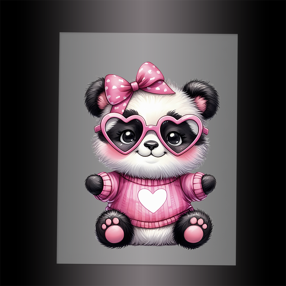 (DTF-1286) BABY PINK PANDA 1 - Garment Transfer