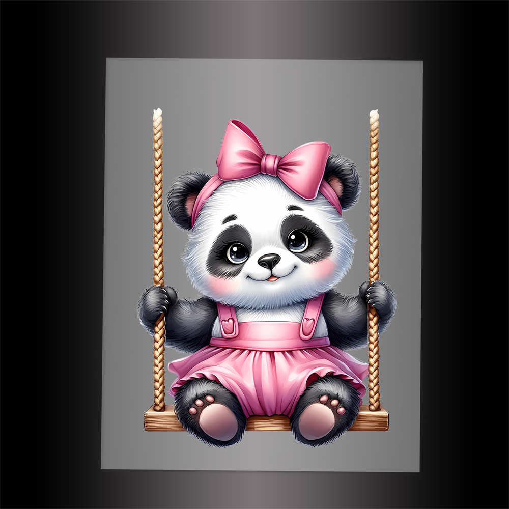 (DTF-1297) BABY PINK PANDA 12 - Garment Transfer