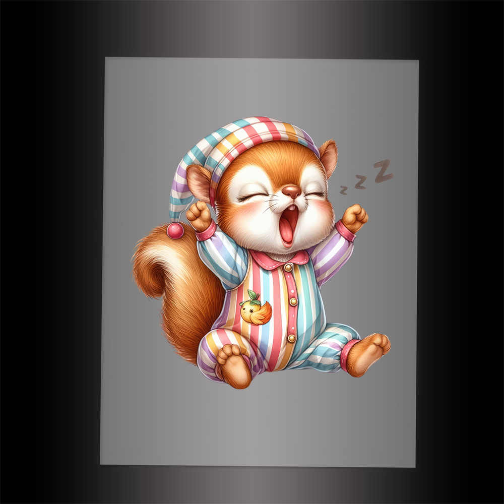 (DTF-1318) SLEEPING SQUIRREL - Garment Transfer