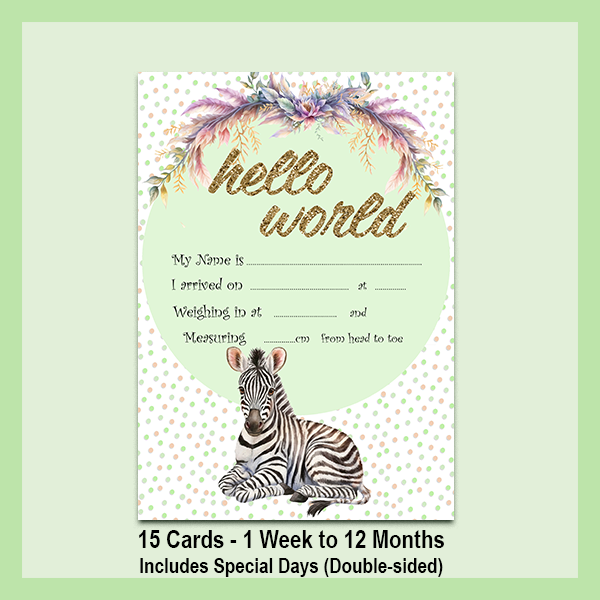 MILESTONE CARD SET - ZEBRA | JUNGLE COLLECTION