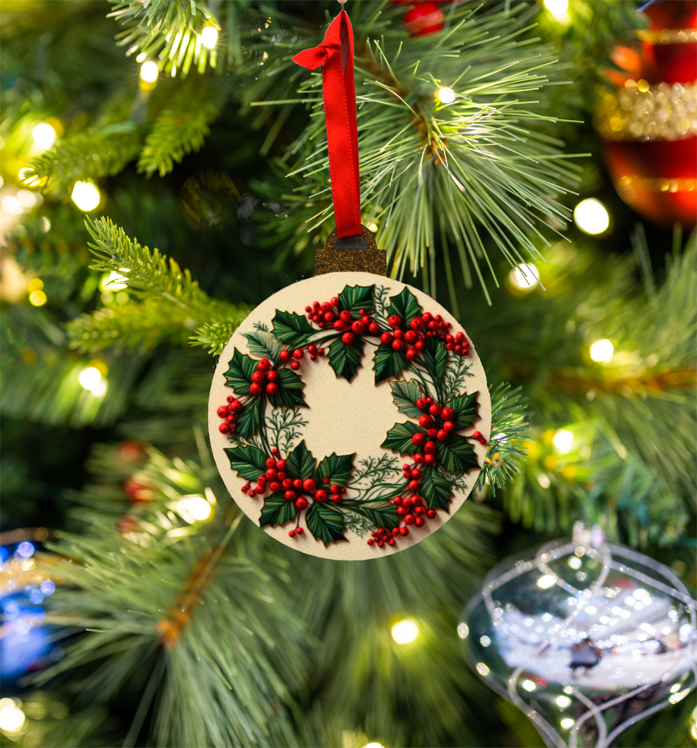 Hanging Ornament - Bauble - Embroidered Gnomes & Wreaths - Assorted Designs