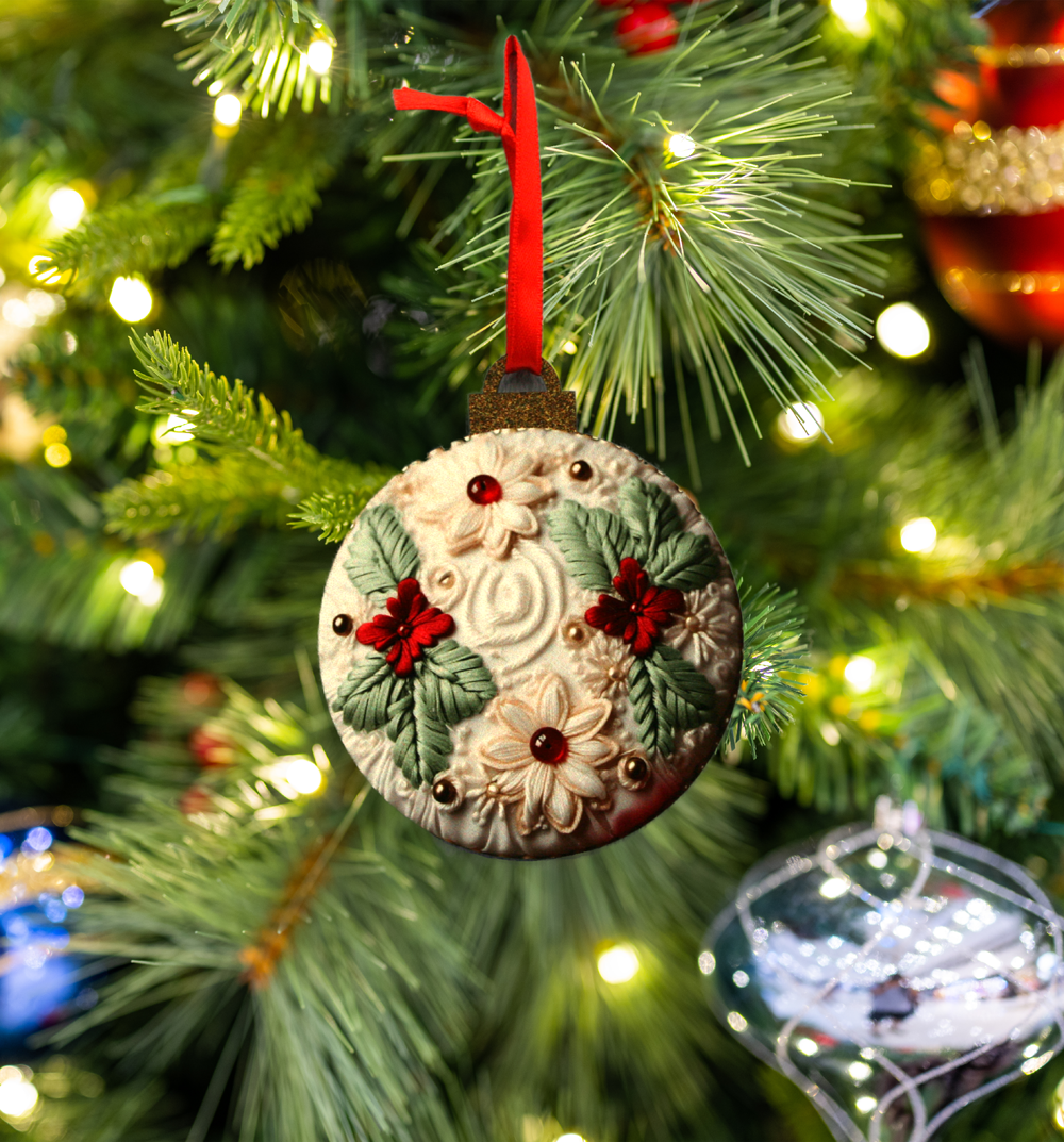 Hanging Ornament - Bauble - Embroidered Gnomes & Wreaths - Assorted Designs