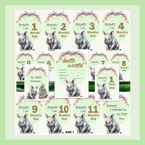 MILESTONE CARD SET - RHINOCEROS | JUNGLE COLLECTION