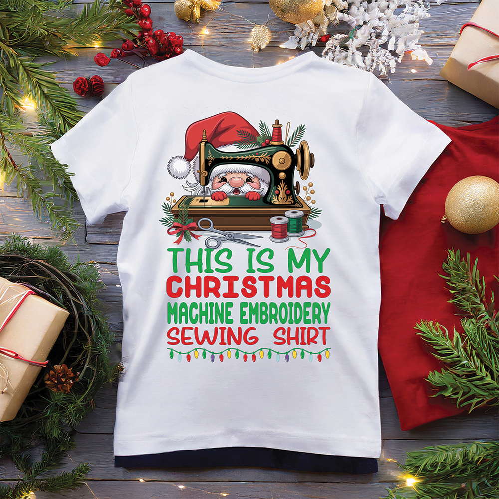 Christmas Machine Embroidery Sewing Santa | T-SHIRT
