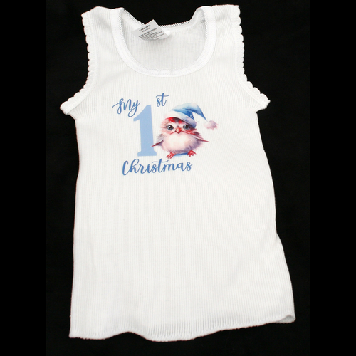 SINGLET WHITE - 1ST CHRISTMAS - Baby Bird