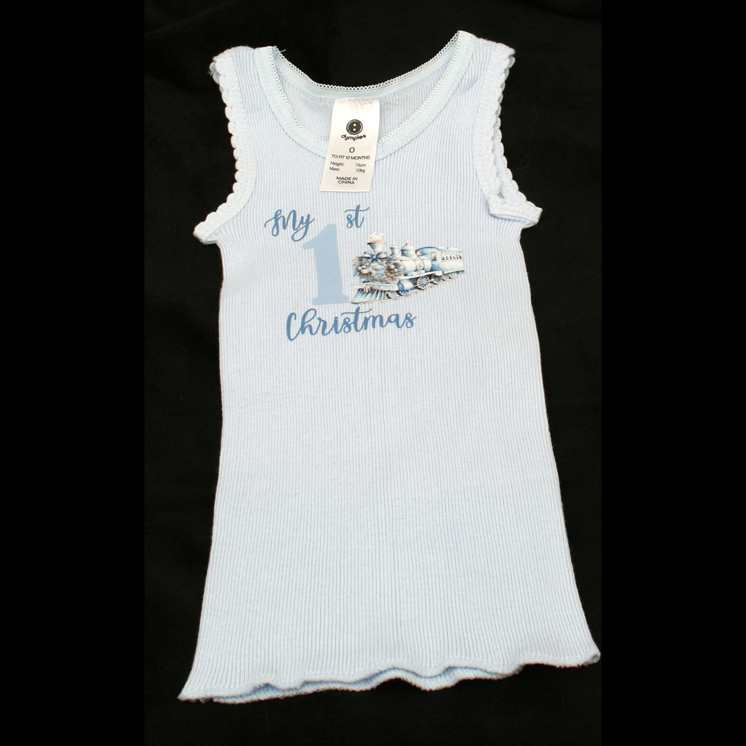 SINGLET BLUE - 1ST CHRISTMAS - BLUE TRAIN
