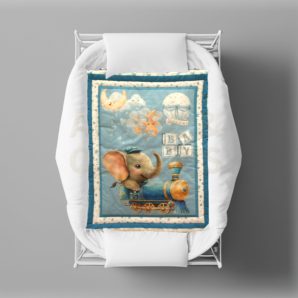 ELEPHANT TRAIN COT QUILT | EXPLORER COLLECTION
