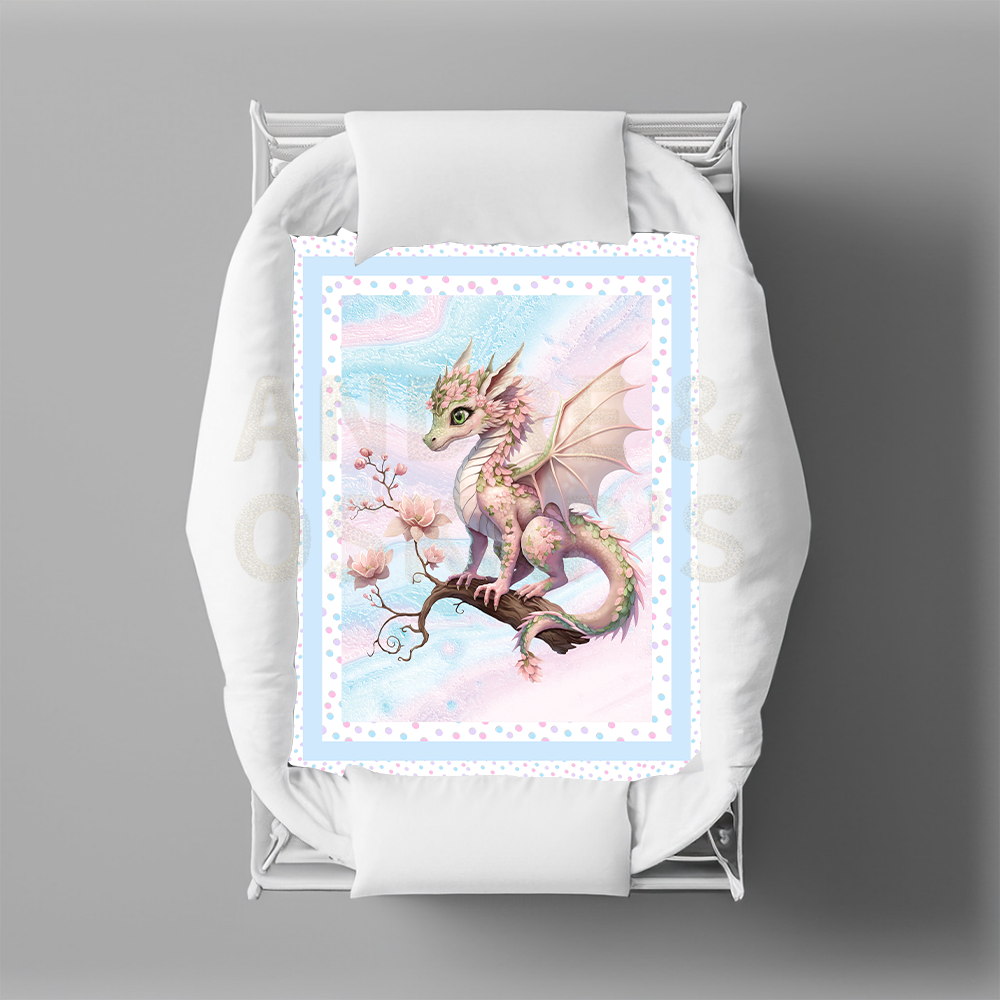 LIMITED EDITION | FAIRY DRAGONS - Bassinet Quilt - Blue Border (1 OFF Colorways)