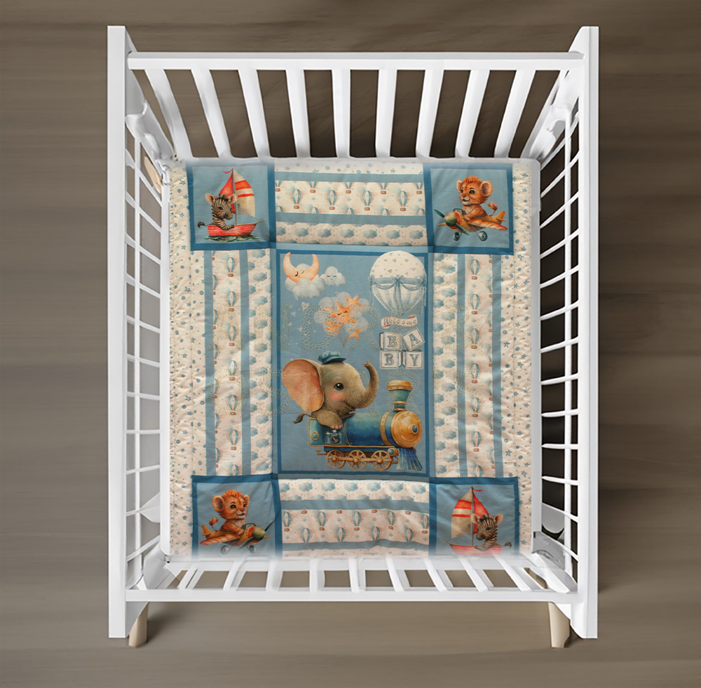 ELEPHANT TRAIN COT QUILT | EXPLORER COLLECTION