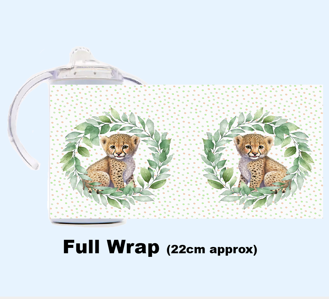 Sippy Cup - JUNGLE ANIMALS GREEN WREATH