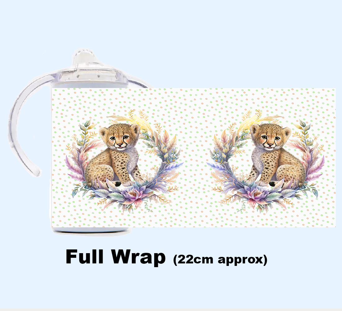 Sippy Cup - JUNGLE ANIMALS FLORAL WREATH