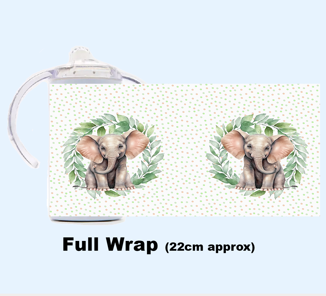 Sippy Cup - JUNGLE ANIMALS GREEN WREATH